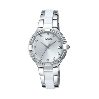 Ladies white & silver wrap bracelet watch rh921fx9
